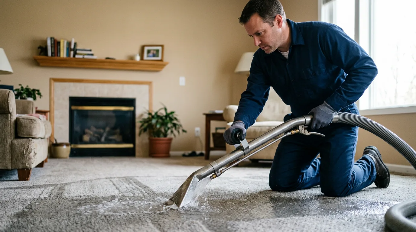 Water damage restoration technician working near West Orange, NJ